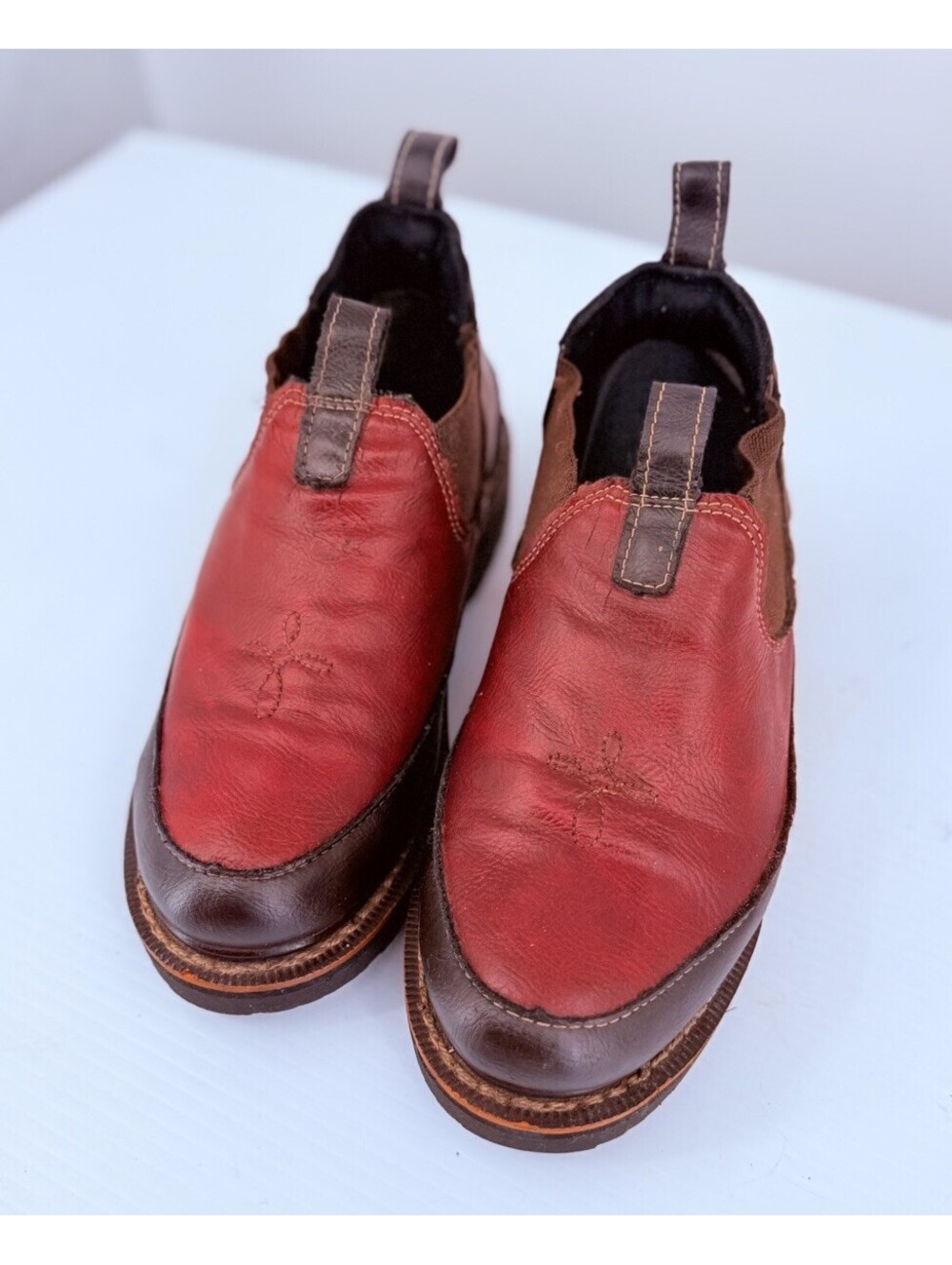 Georgia Giant GR185 Womens 8.5 M Romeo Red Leather Slip On Work Shoes Boots - Picture 5 of 10